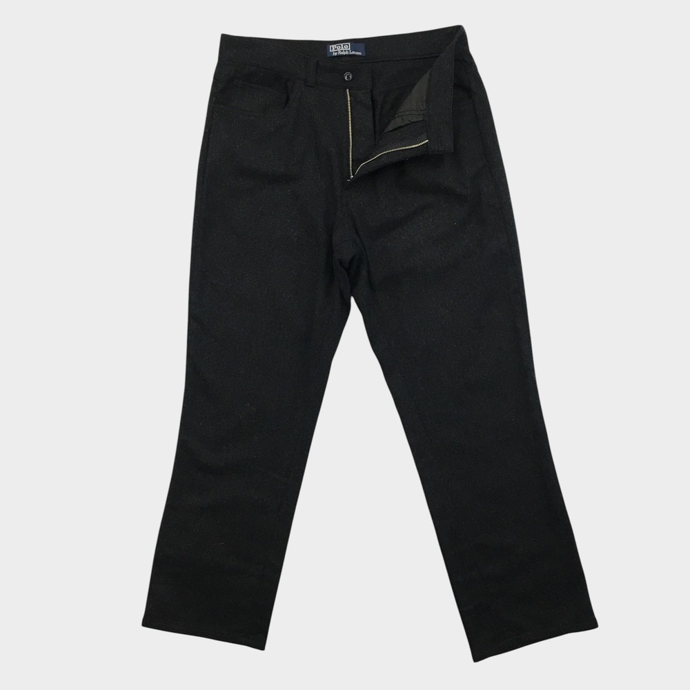 VINTAGE Polo Ralph Lauren Mens Flannel Wool Straight Leg Trousers Pants 30/32